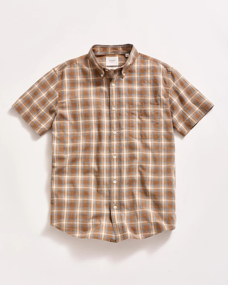 Billy Reid Short Sleeve Melange Plaid Tuscumbia Shirt Button Down