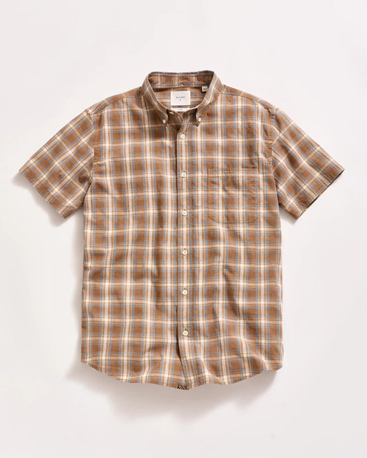 Billy Reid Short Sleeve Melange Plaid Tuscumbia Shirt Button Down