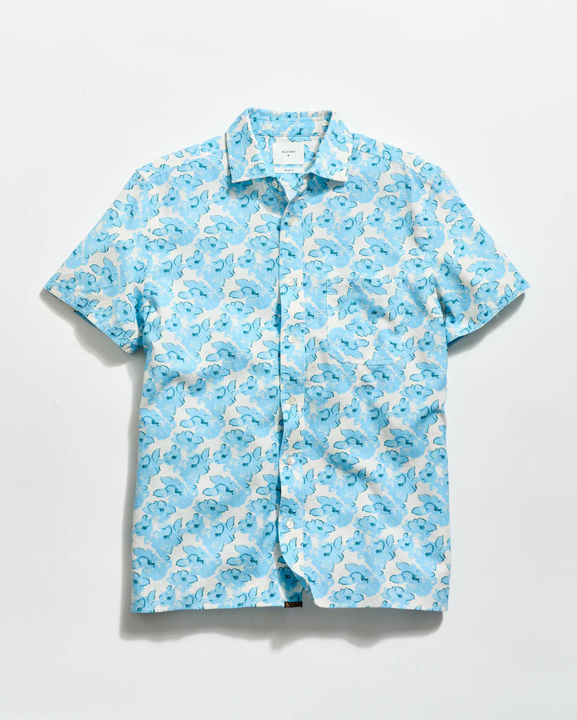 Billy Reid Short Sleeve Textured Painted Floral Treme Shirt