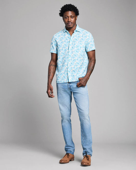 Billy Reid Short Sleeve Textured Painted Floral Treme Shirt