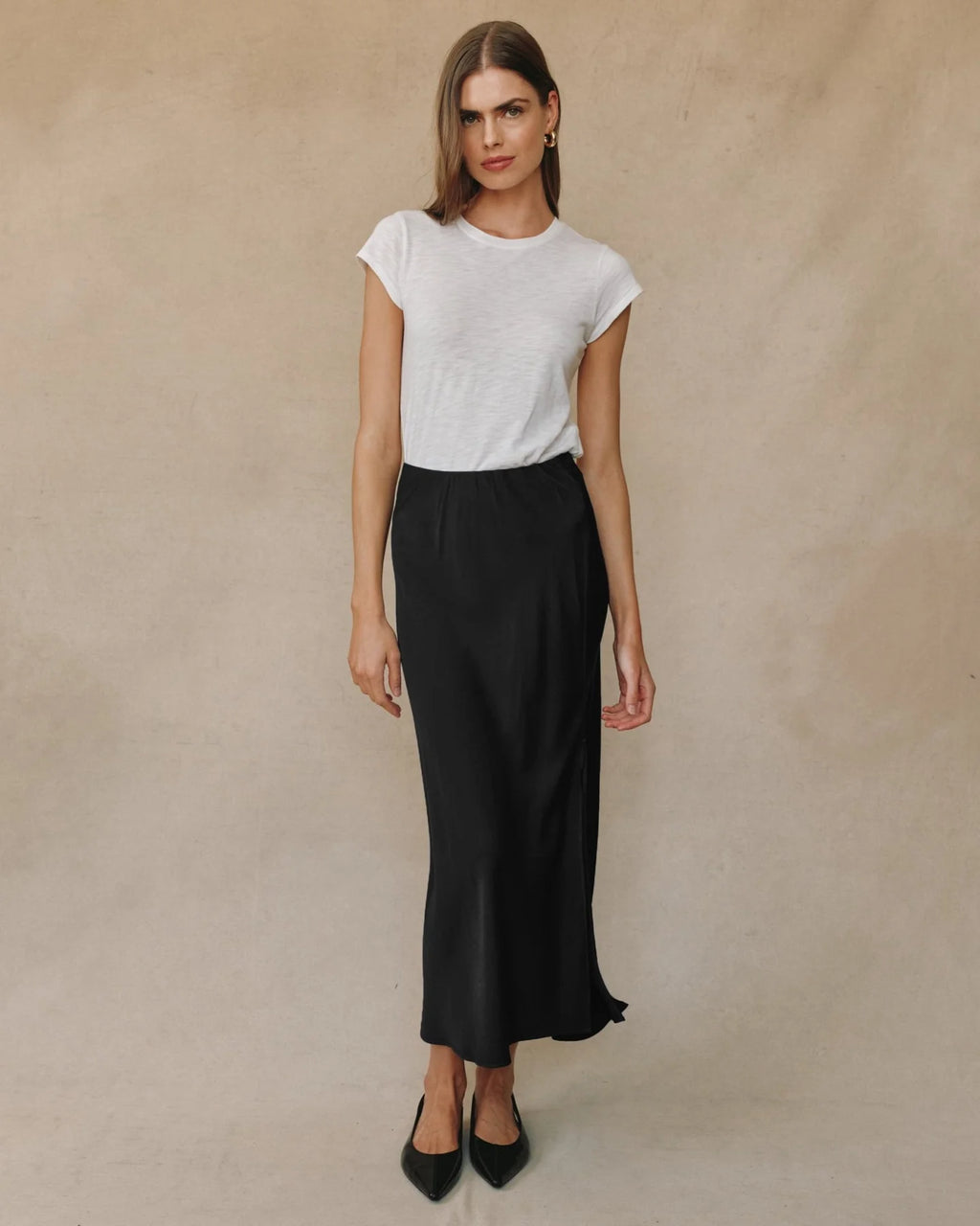 Bella Dahl Satin Side Slit Bias Maxi Skirt