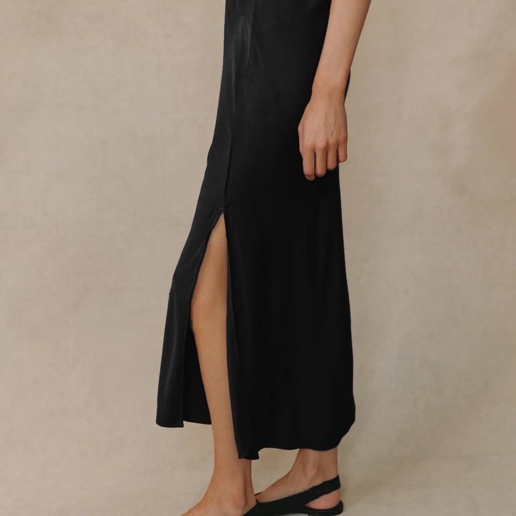 Bella Dahl Satin Side Slit Bias Maxi Skirt