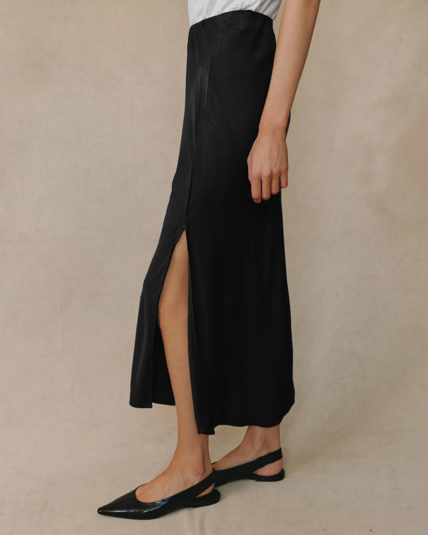 Bella Dahl Satin Side Slit Bias Maxi Skirt