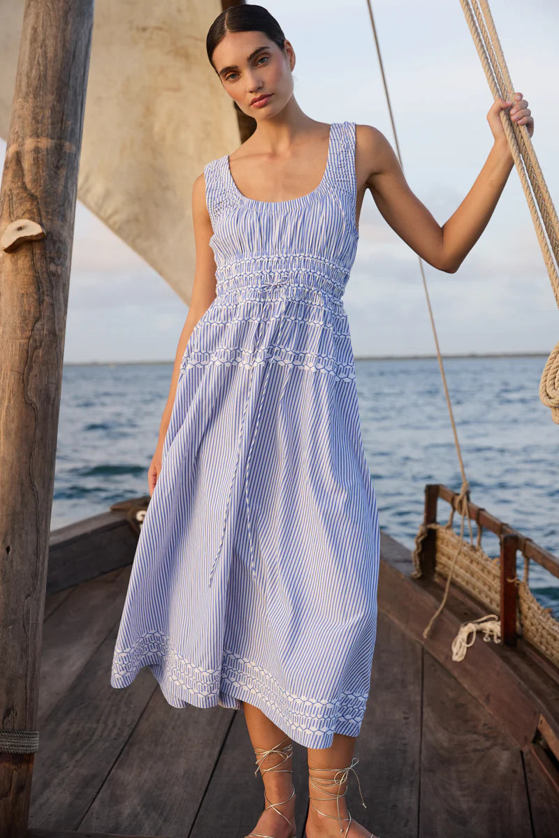 oliphant dress Scoop Yoke Puff Sleeve Tiered Midi Dress, Ditsy Blue, Small Neck Puff Mini embodies a carefree take on classic femininity Oliphant Long Sleeve Shirt Dress