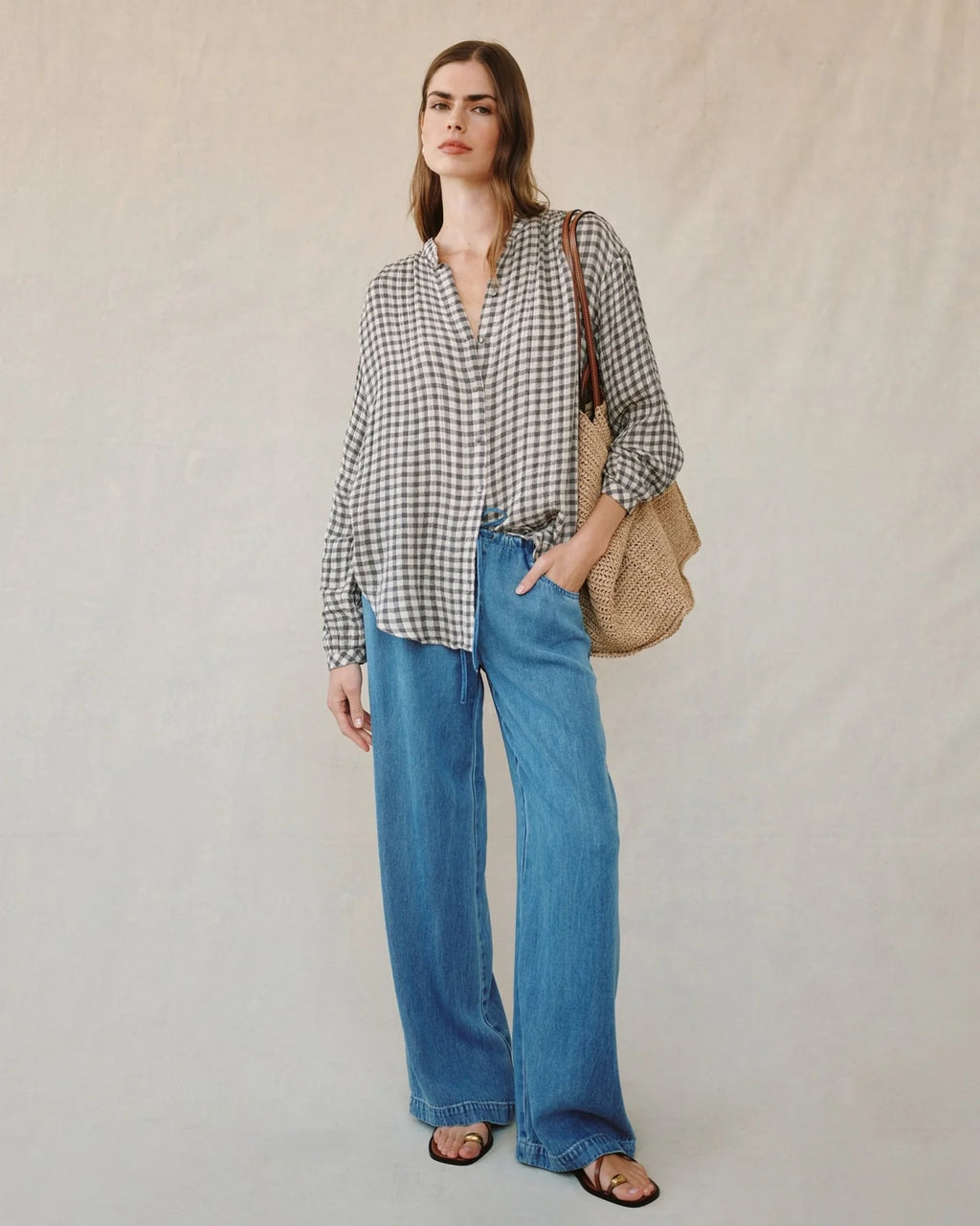 Bella Dahl Shirred Mandarin Collar Shirt