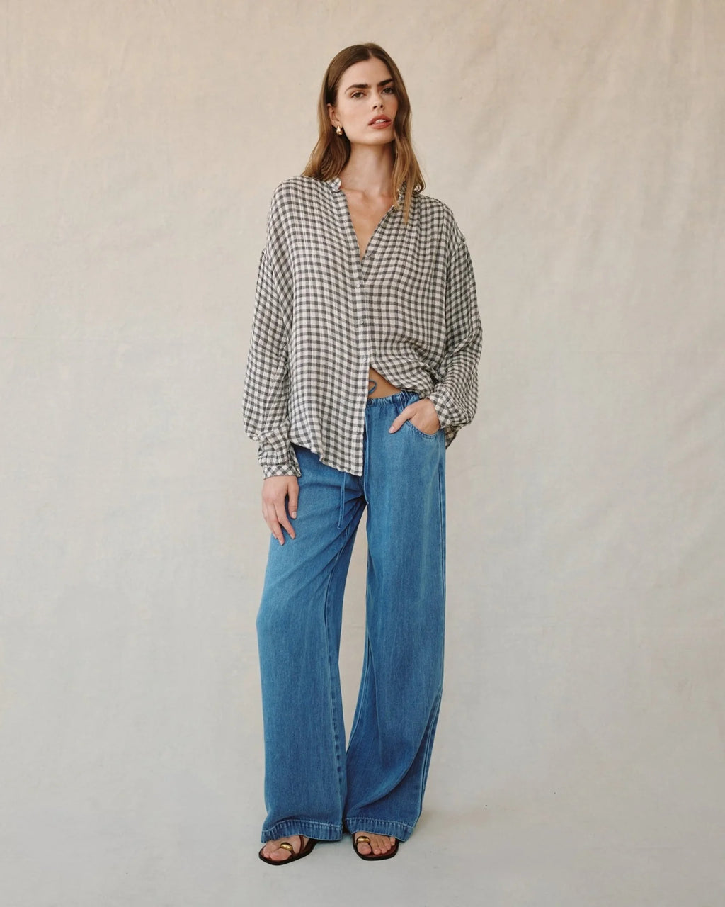 Bella Dahl Shirred Mandarin Collar Shirt