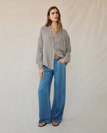 Bella Dahl Shirred Mandarin Collar Shirt