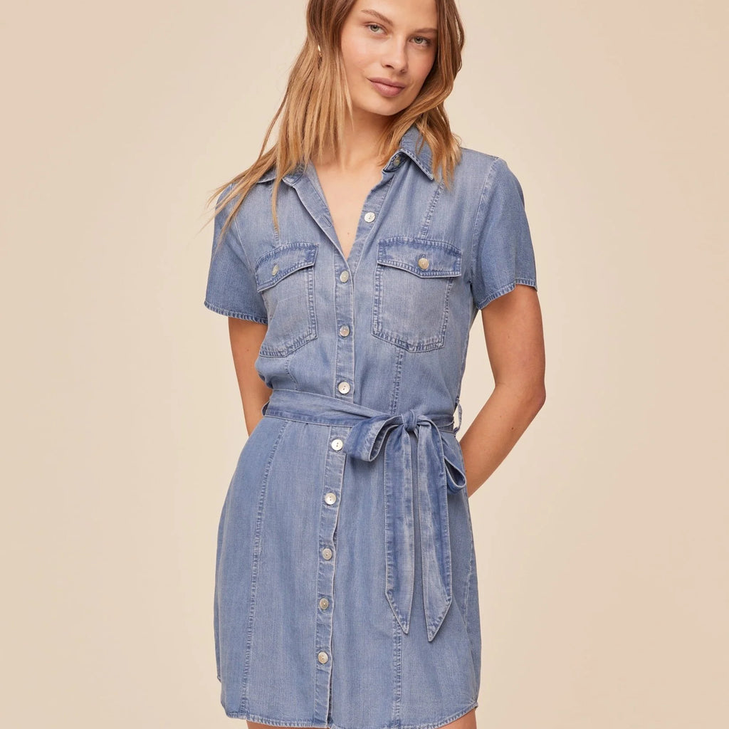 Bella Dahl Short Sleeve Seamed Shirt Dress
