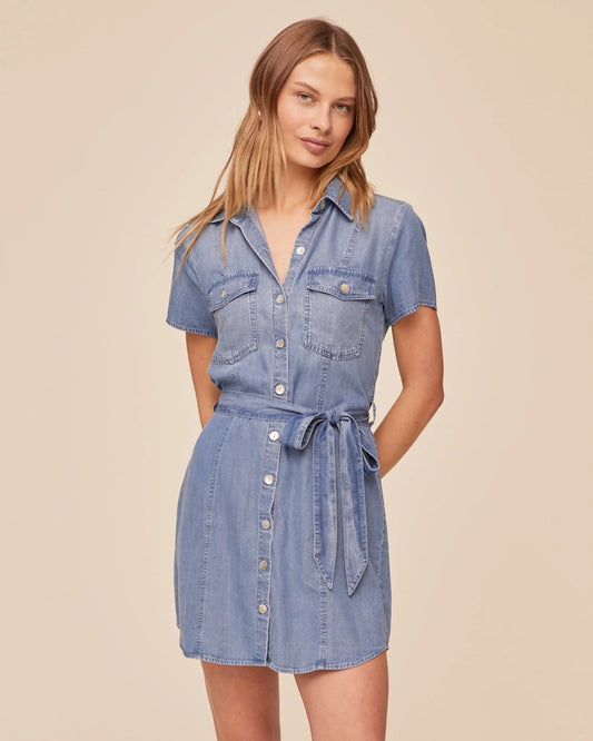Bella Dahl Short Sleeve Seamed Shirt Dress