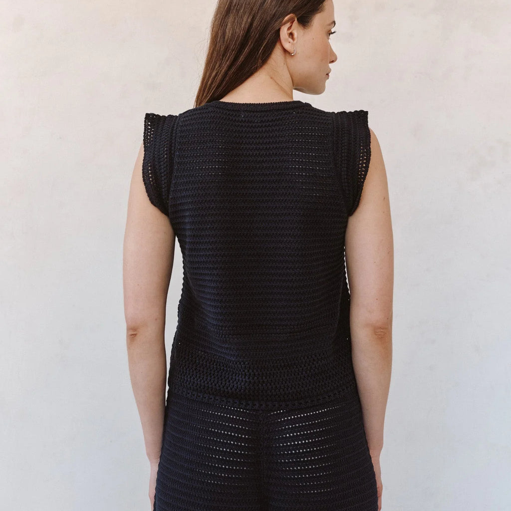 Bella Dahl Short Sleeve V-Neck Crochet Top