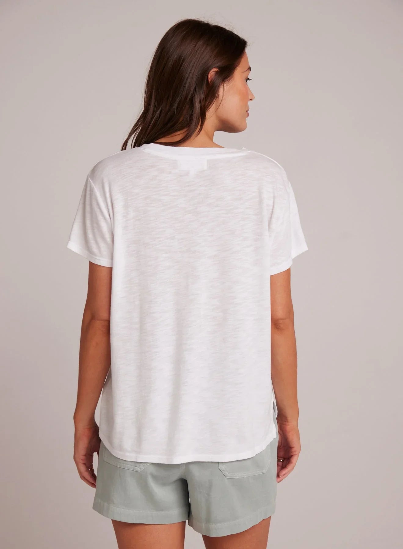 Side Slit V-neck Tee in Wite main image 0