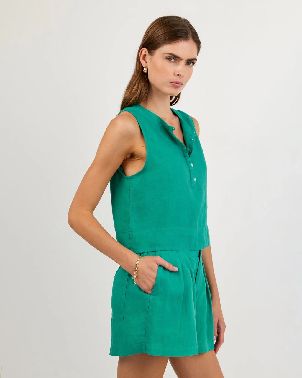Bella Dahl Sleeveless Half Placket Top