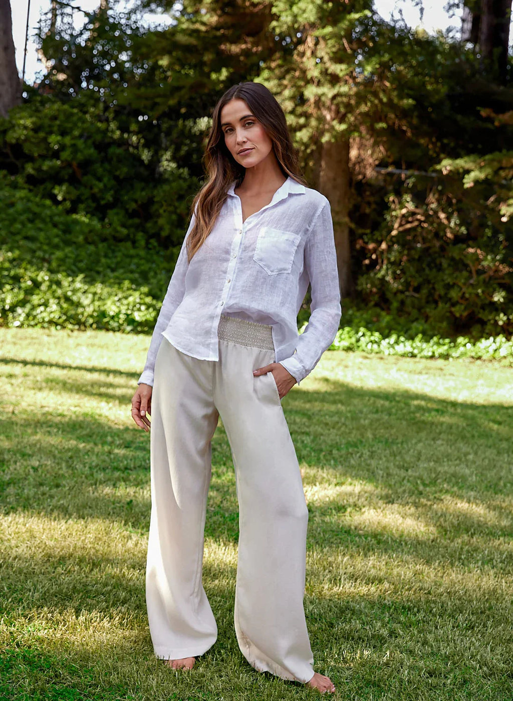 Bella Dahl Smocked Waist Wide Leg Pants