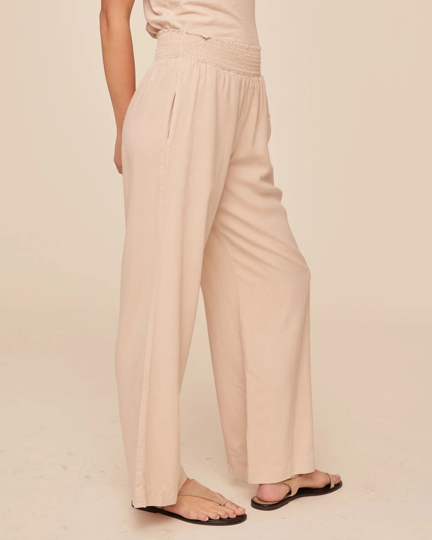 Bella Dahl Smocked Waist Wide Leg Pants