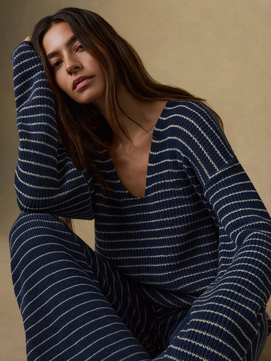 Faherty Miramar Linen Deep V Sweater