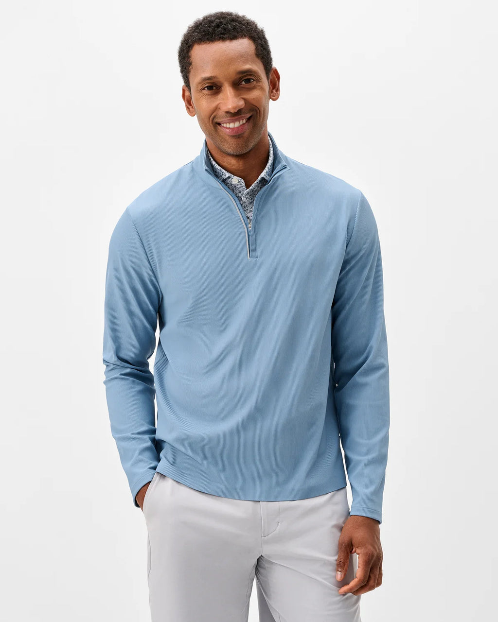 Johnnie-O Hoppin Ribbed Knit Performance 1/4 Zip Pullover