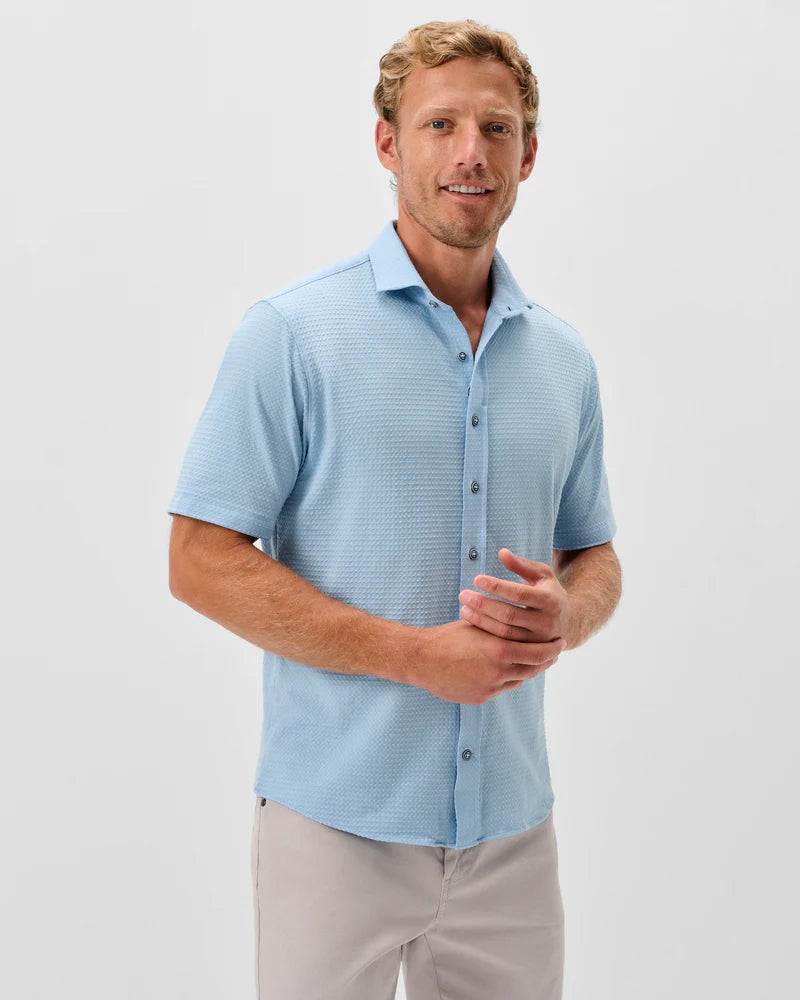 Johnnie-O Surfsucker Knit Short Sleeve Button Down Shirt