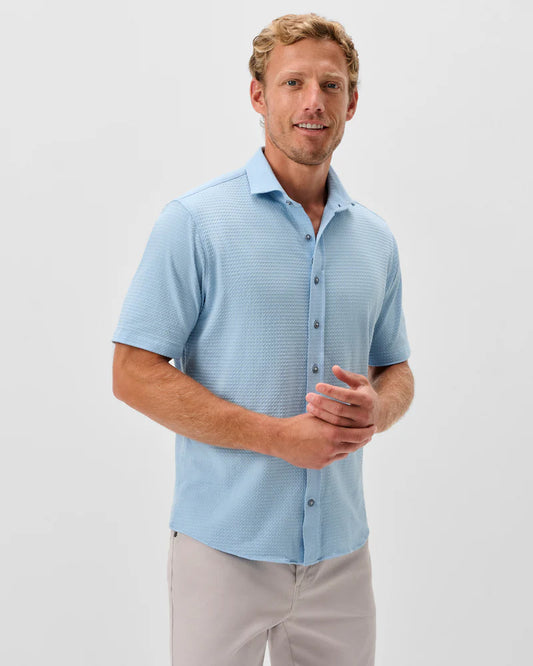 Johnnie-O Surfsucker Knit Short Sleeve Button Down Shirt