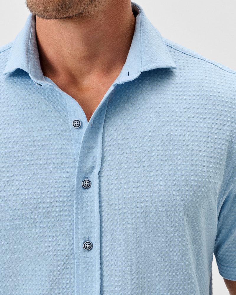 Johnnie-O Surfsucker Knit Short Sleeve Button Down Shirt
