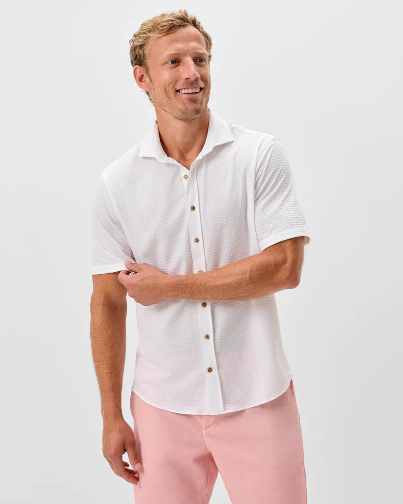 Johnnie-O Surfsucker Knit Short Sleeve Button Down Shirt