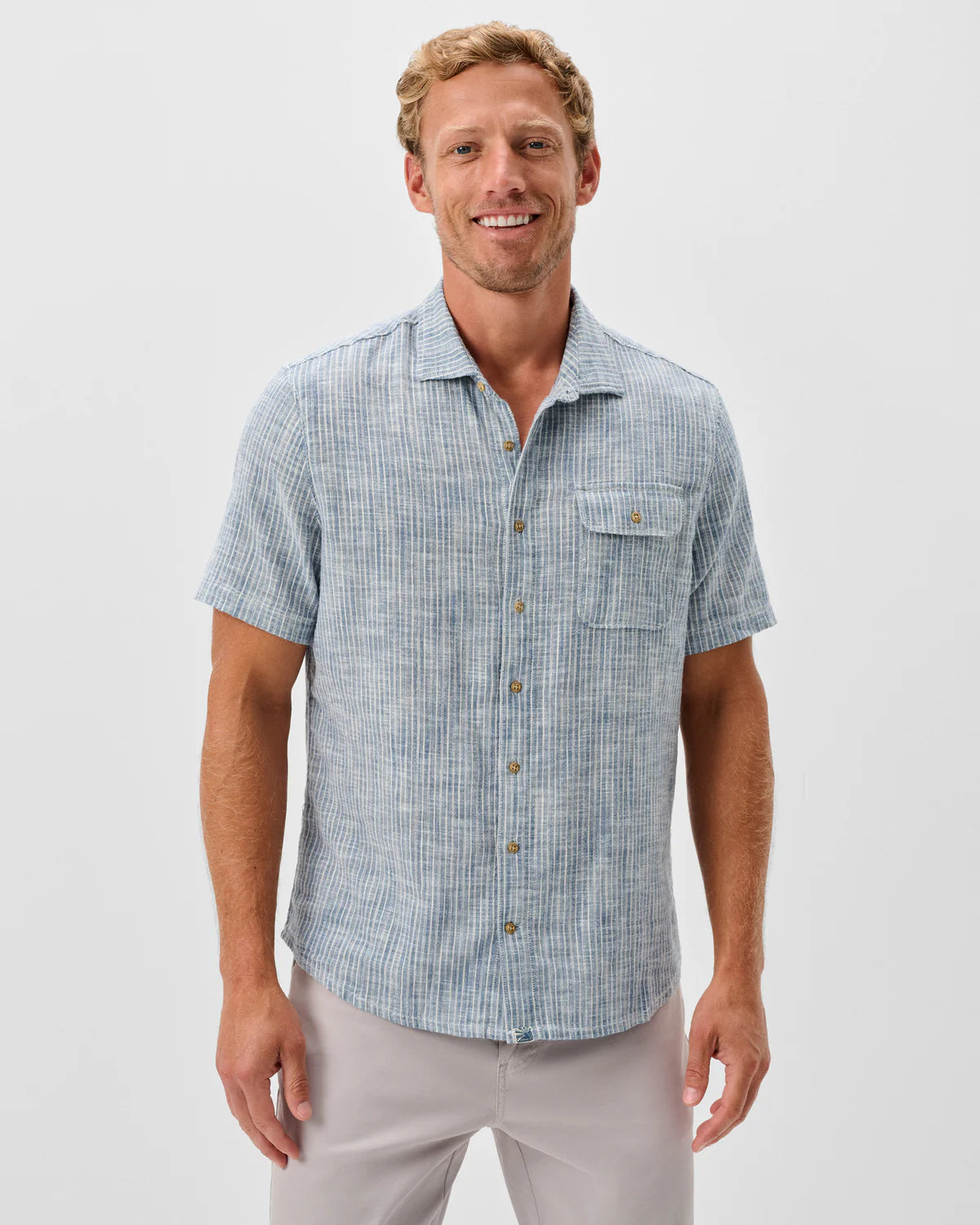 Johnnie-O Short Sleeve Cotton Blend Button Down Shirt