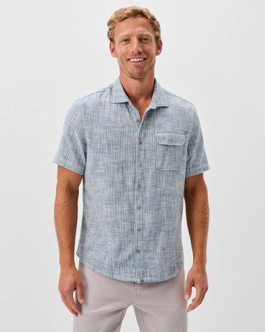 Johnnie-O Short Sleeve Cotton Blend Button Down Shirt