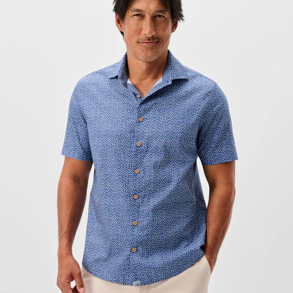 Johnnie-O Cotton Blend Short Sleeve Button Down Shirt