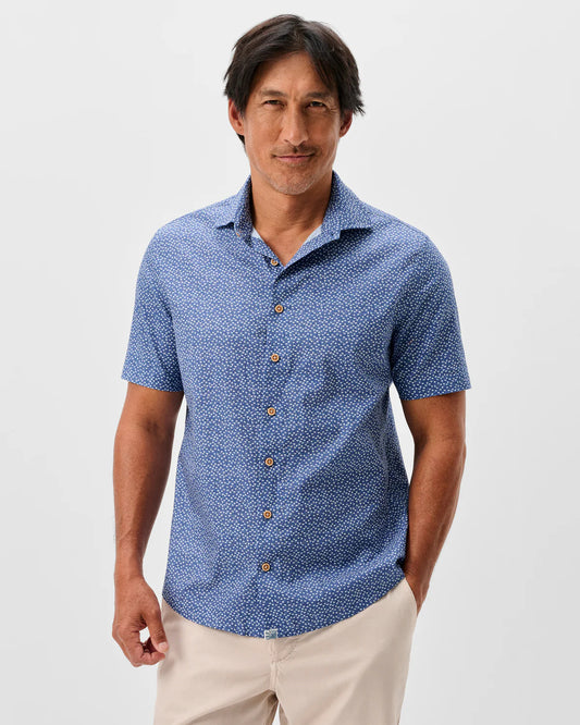 Johnnie-O Cotton Blend Short Sleeve Button Down Shirt
