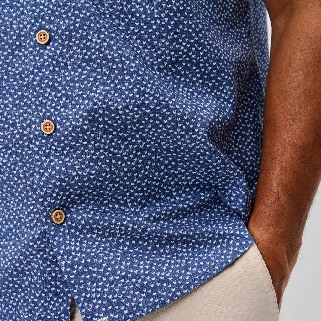 Johnnie-O Cotton Blend Short Sleeve Button Down Shirt