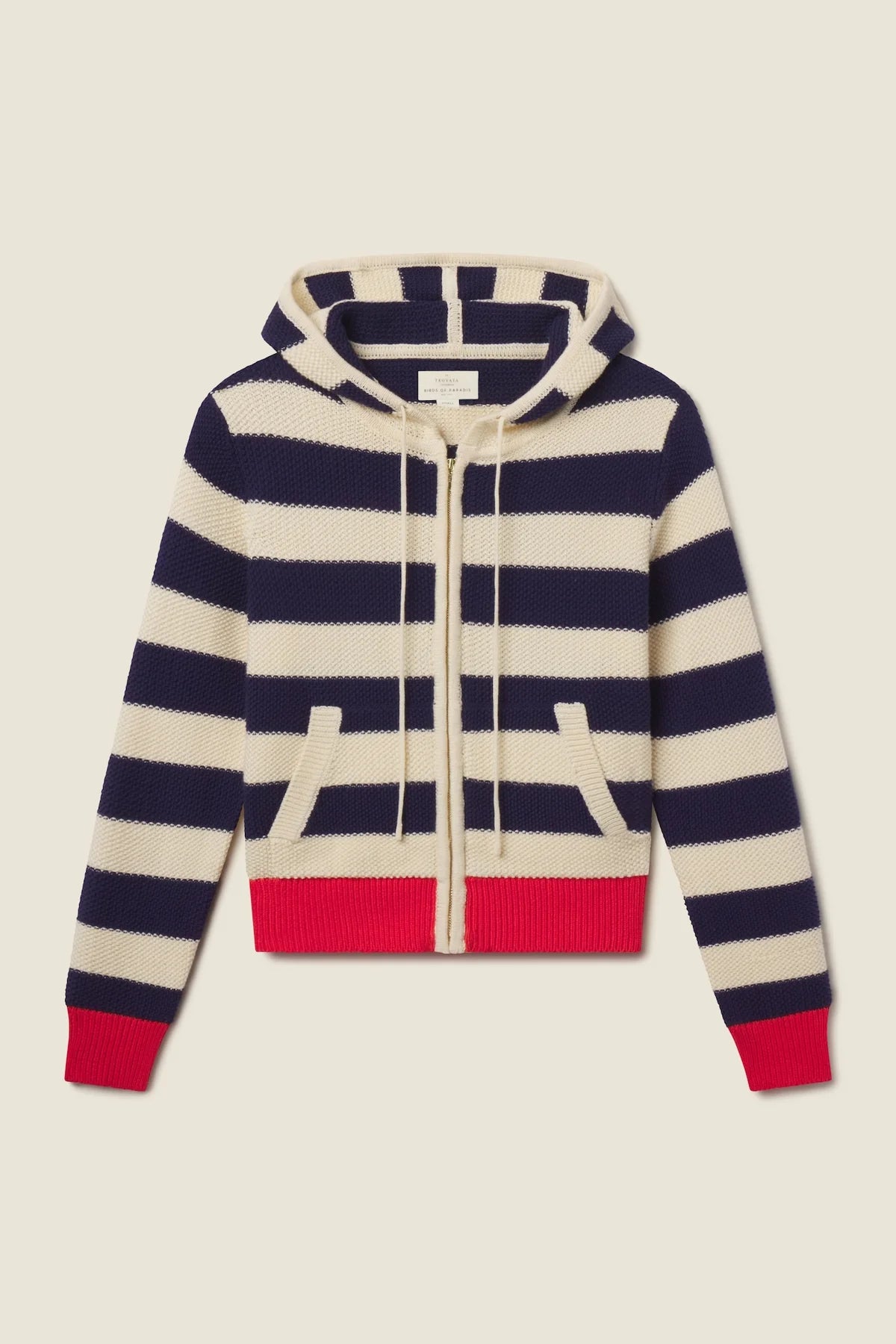 Trovata Rafa Zip-Up Hoodie Antique White/Navy Stripe
