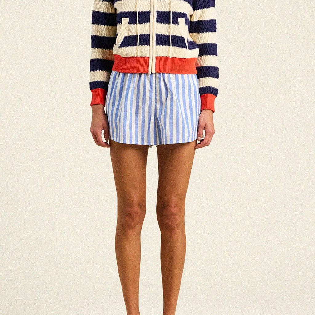 Trovata Rafa Zip-Up Hoodie Antique White/Navy Stripe