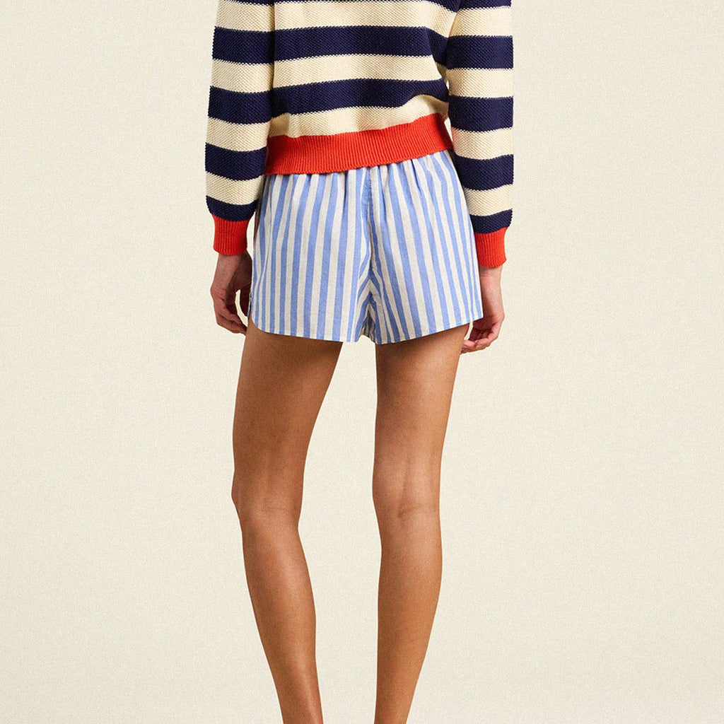 Trovata Rafa Zip-Up Hoodie Antique White/Navy Stripe