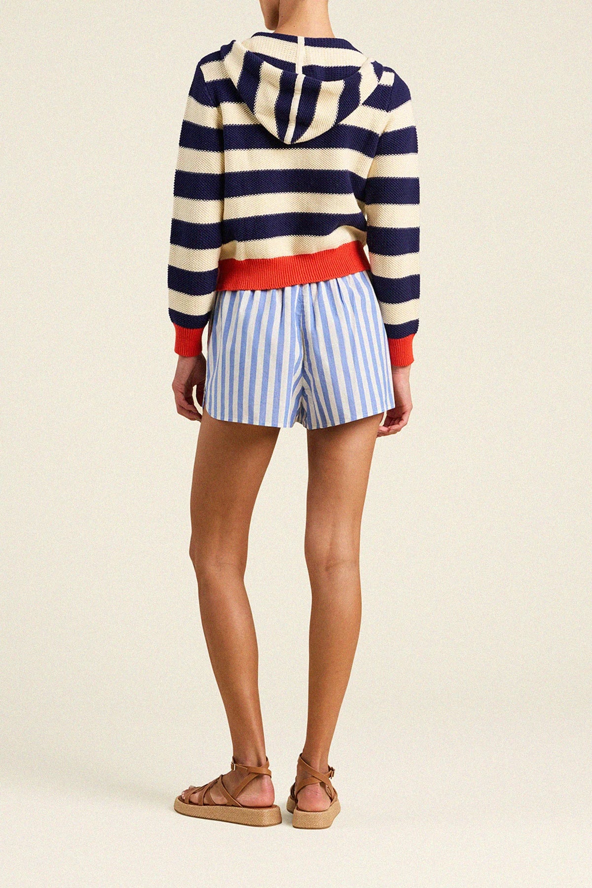 Trovata Rafa Zip-Up Hoodie Antique White/Navy Stripe