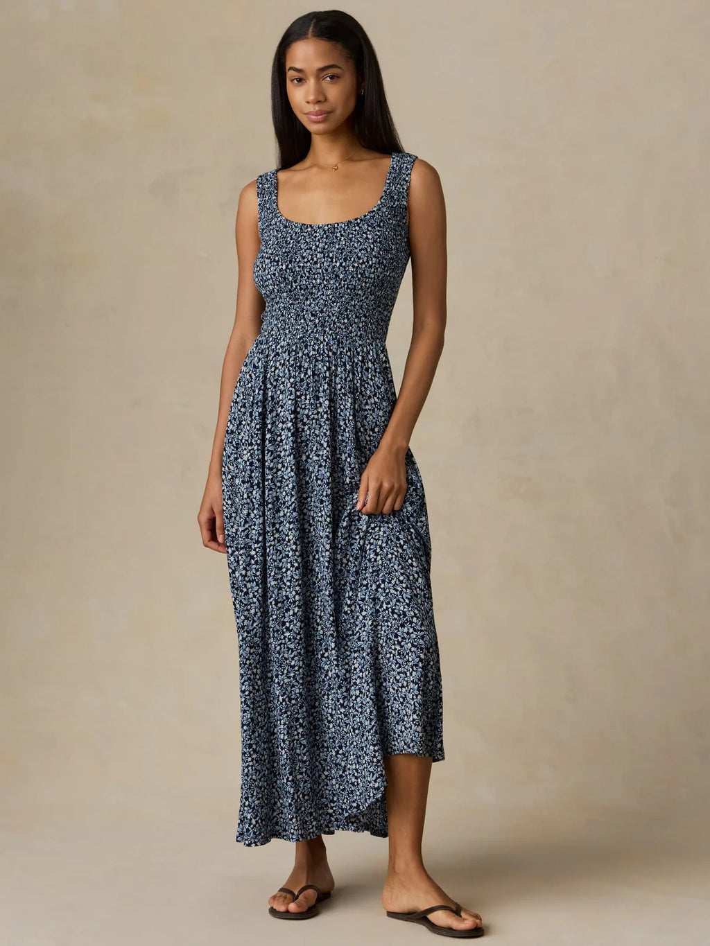 Faherty Women's Sophia Smocked Dress - Blue - Size XS