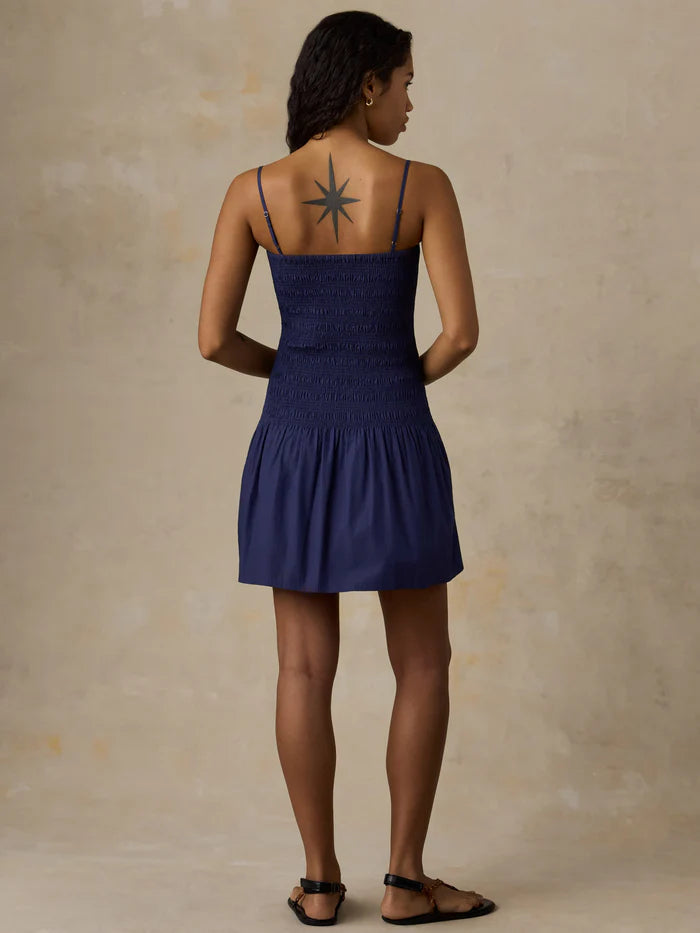 Faherty Coastal Poplin Smocked Mini Dress