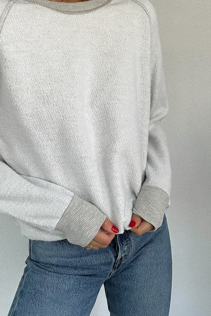 Perfect White Tee Ziggy Inside Out Cotton Fleece Shrunken Crew Sweatshirt