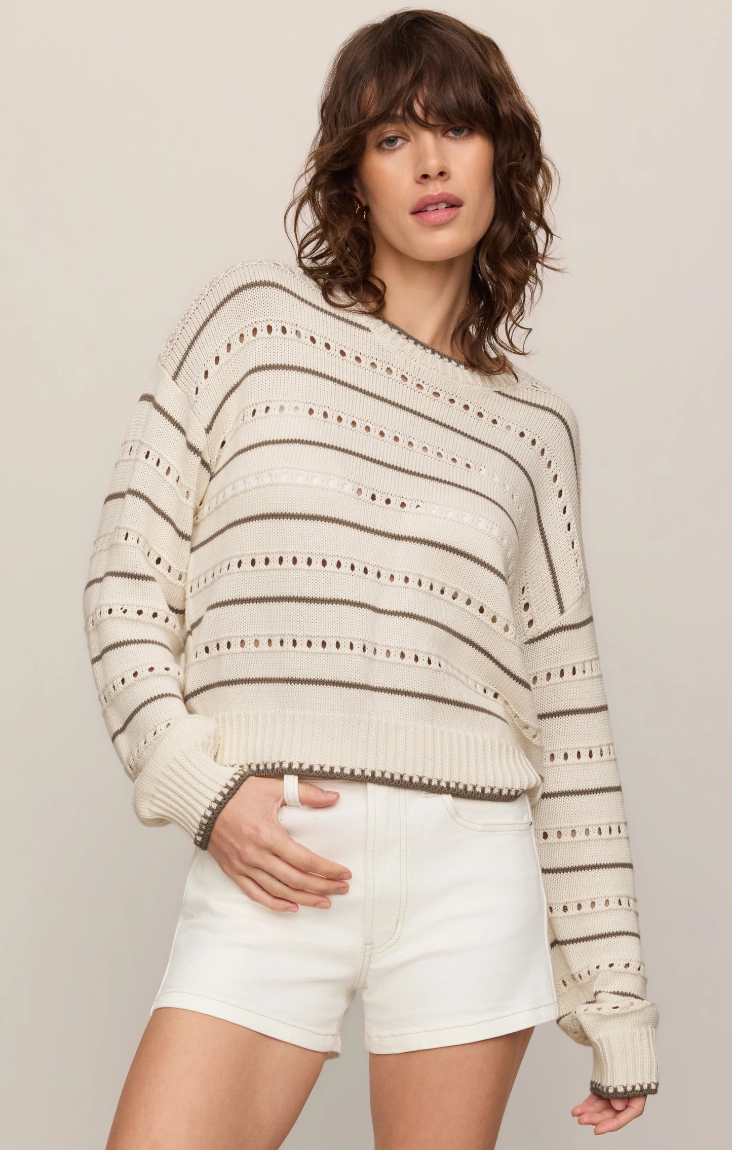 Z Supply Darby Stripe Pointelle Sweater