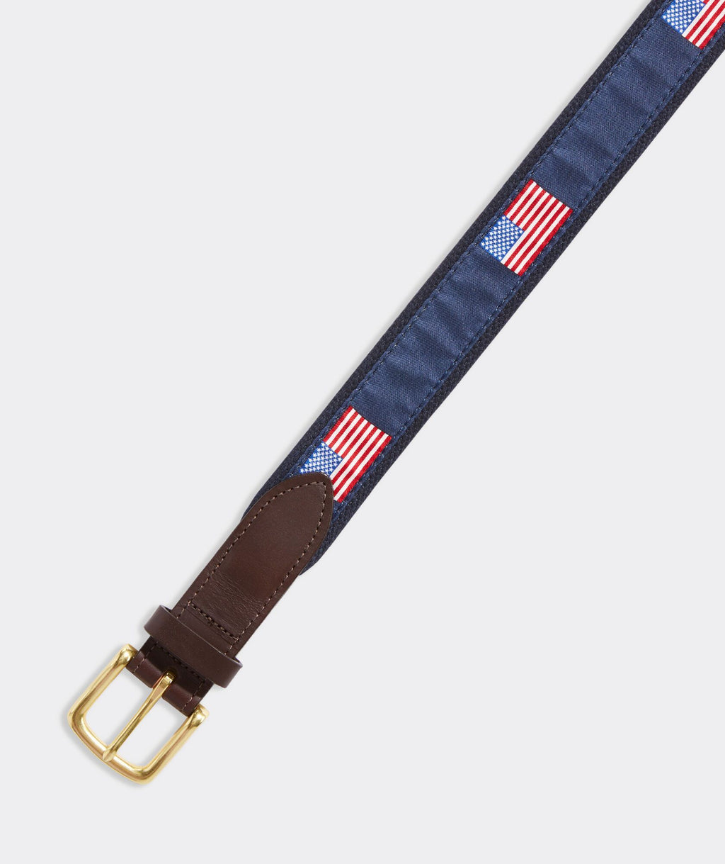 Vineyard Vines Men's American Flags Canvas Club Belt