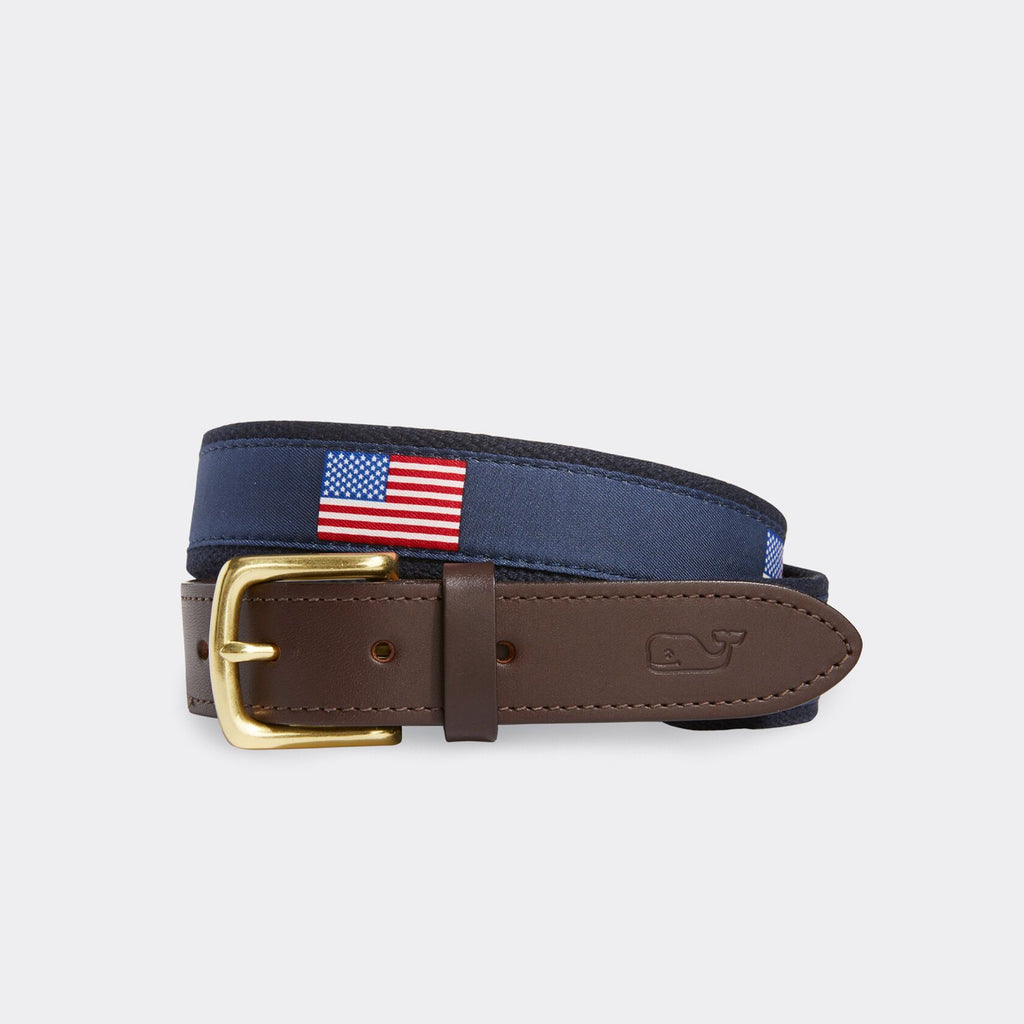 Vineyard Vines Men's American Flags Canvas Club Belt