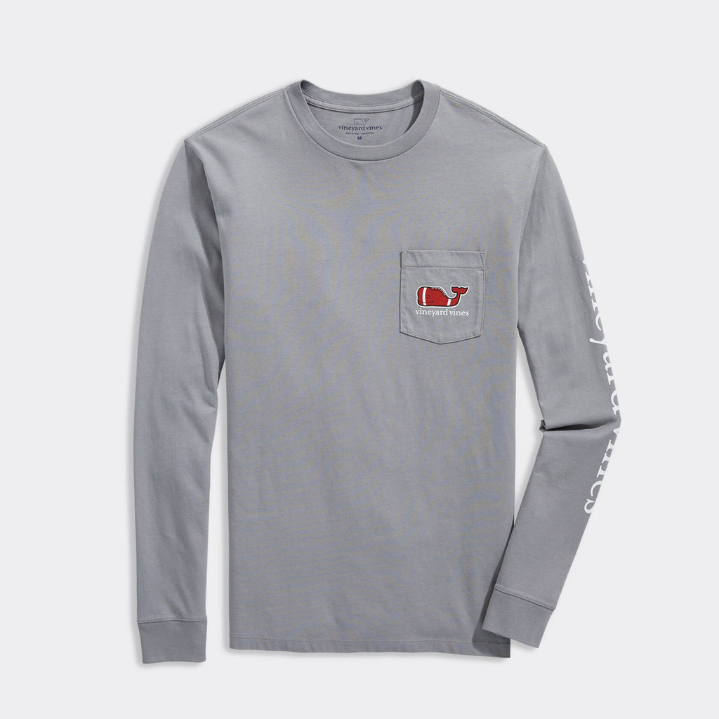 Vineyard Vines Men's Football Whale Long-Sleeve Pocket Tee