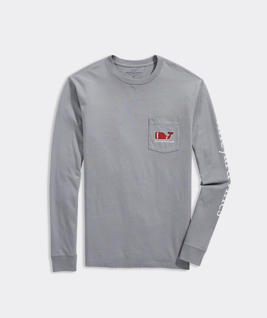 Vineyard Vines Men's Football Whale Long-Sleeve Pocket Tee