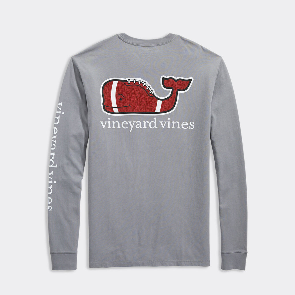 Vineyard Vines Men's Football Whale Long-Sleeve Pocket Tee