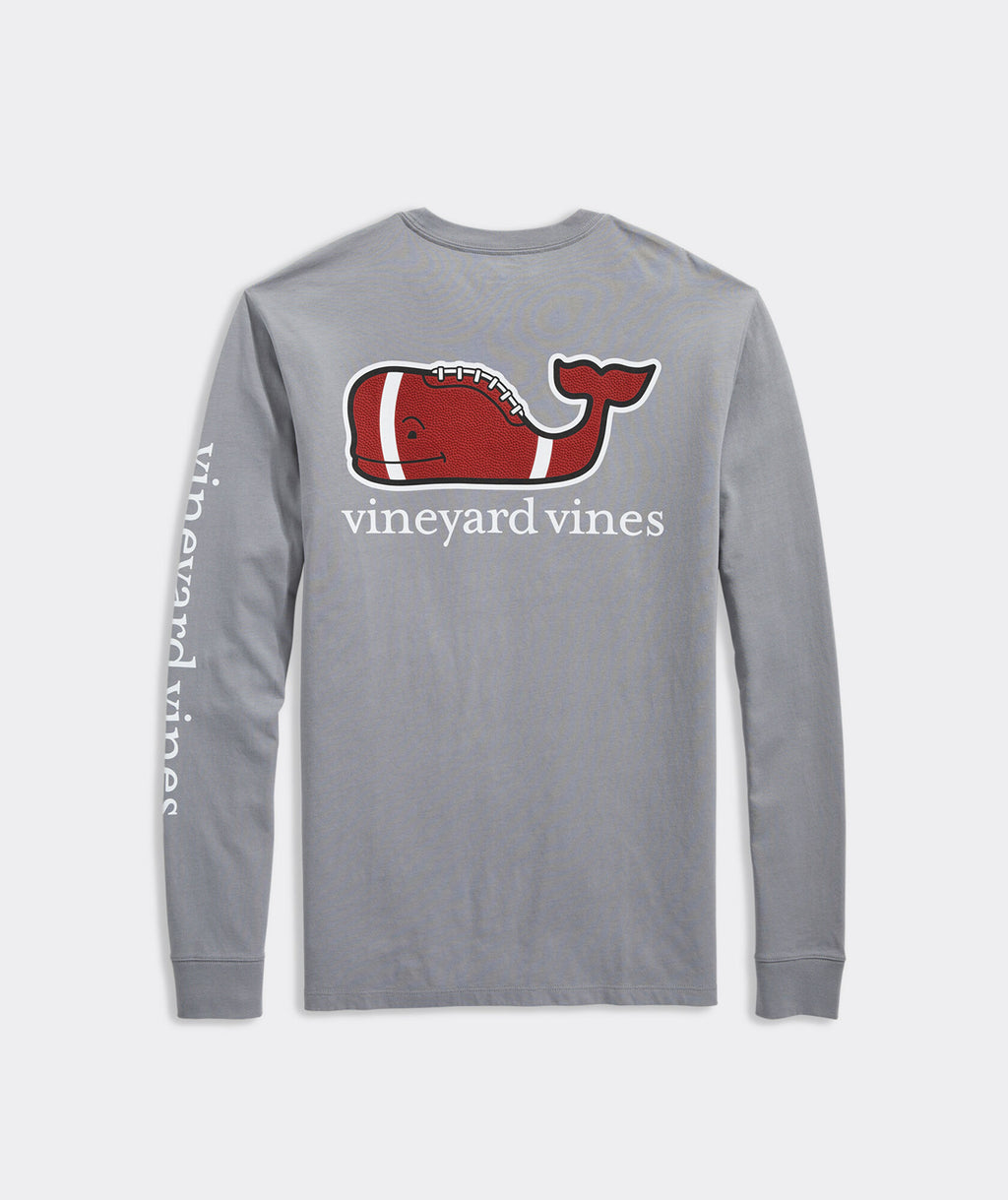 Vineyard Vines Men's Football Whale Long-Sleeve Pocket Tee
