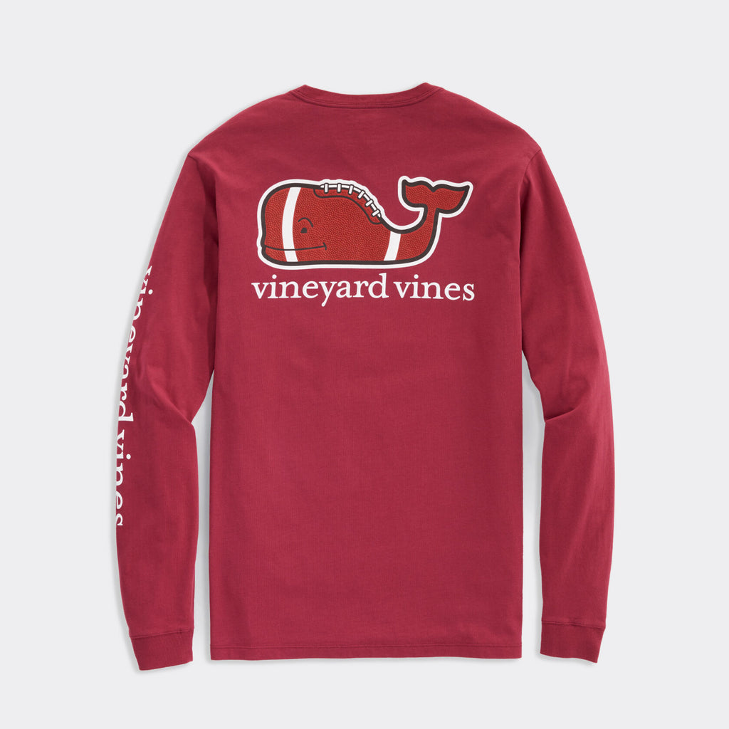 Vineyard Vines Men's Football Whale Long-Sleeve Pocket Tee