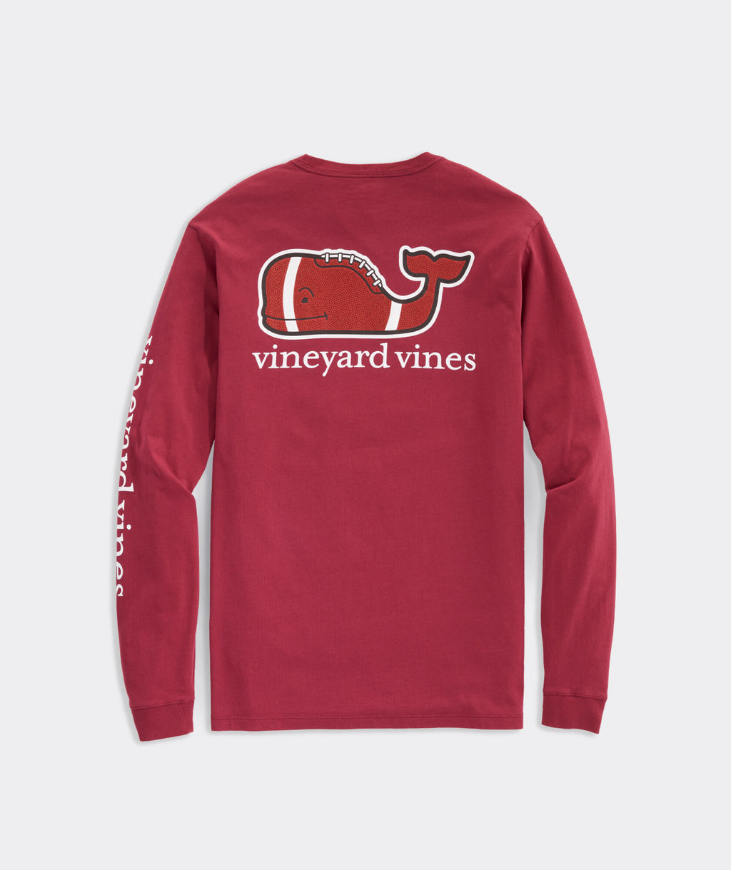 Vineyard Vines Men's Football Whale Long-Sleeve Pocket Tee