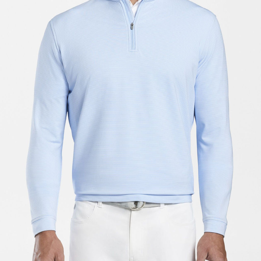 Perth Mini-Stripe Stretch Loop Terry Quarter-Zip
