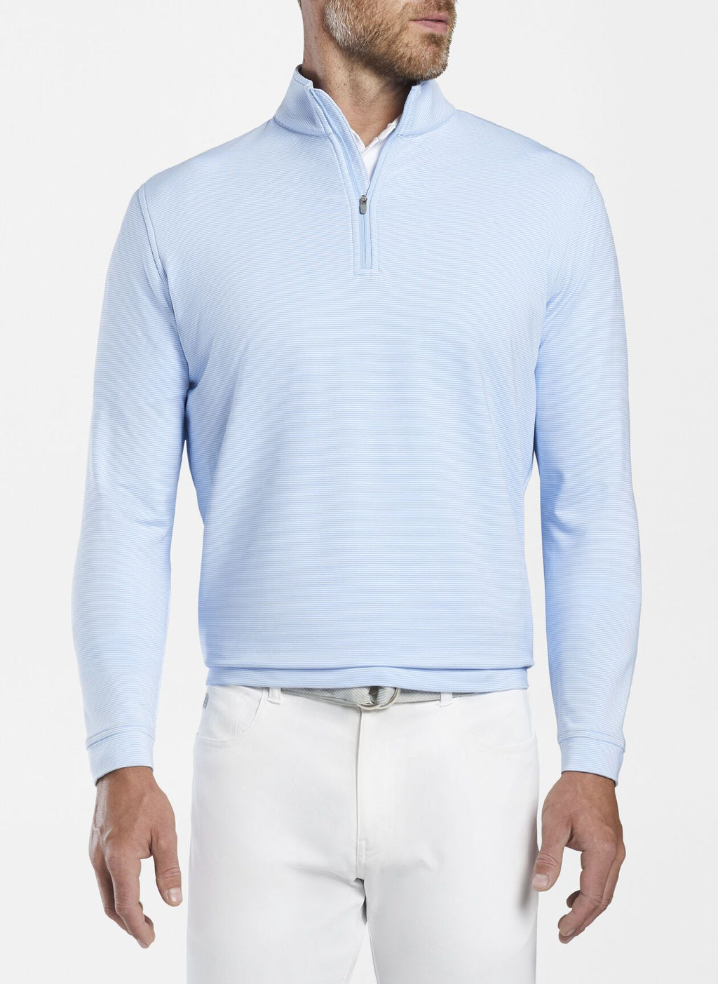 Perth Mini-Stripe Stretch Loop Terry Quarter-Zip
