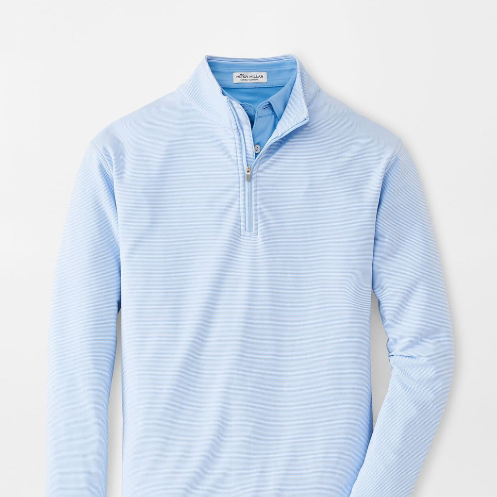 Perth Mini-Stripe Stretch Loop Terry Quarter-Zip