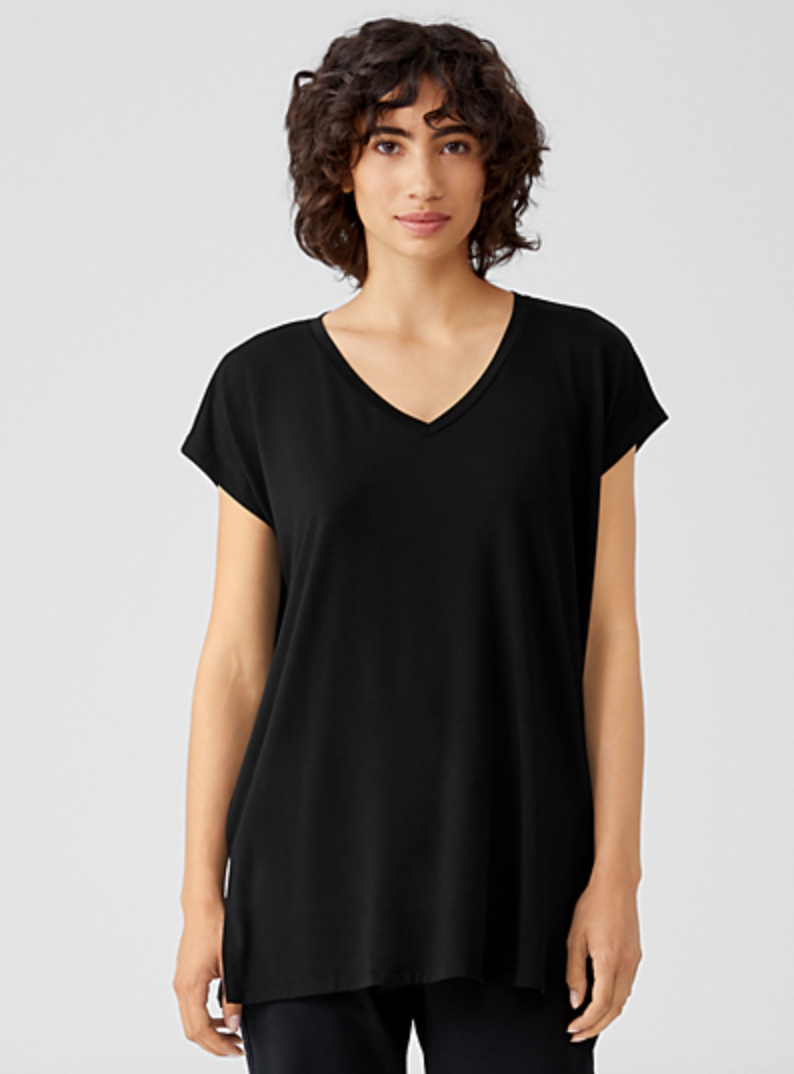 Eileen fisher v neck cheap jersey tee