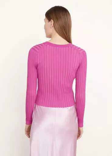 Ribbed v 2025 neck cardigan